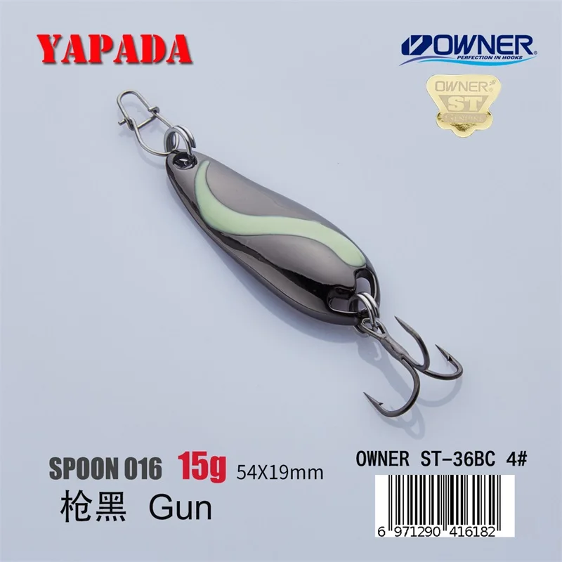 Gun 15g YAPADA ложка 016 TaiChi светящаяся 10 г/15 г владелец тройной крючок 49-54 мм многоцветный металлический цинковый сплав ложка рыболовные приманки - Цвет: Gun 15g