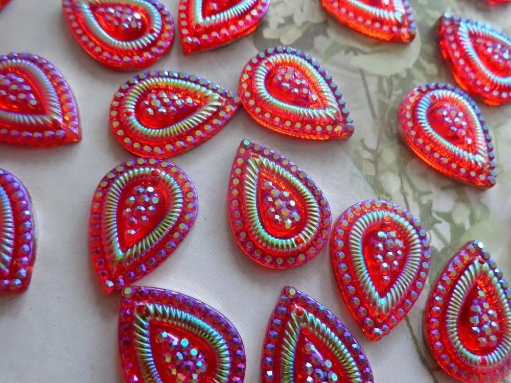 100pcs 13*18mm Red AB colour stones Sew on rhinestones water drop shape Accessories Strass gem beads | Дом и сад