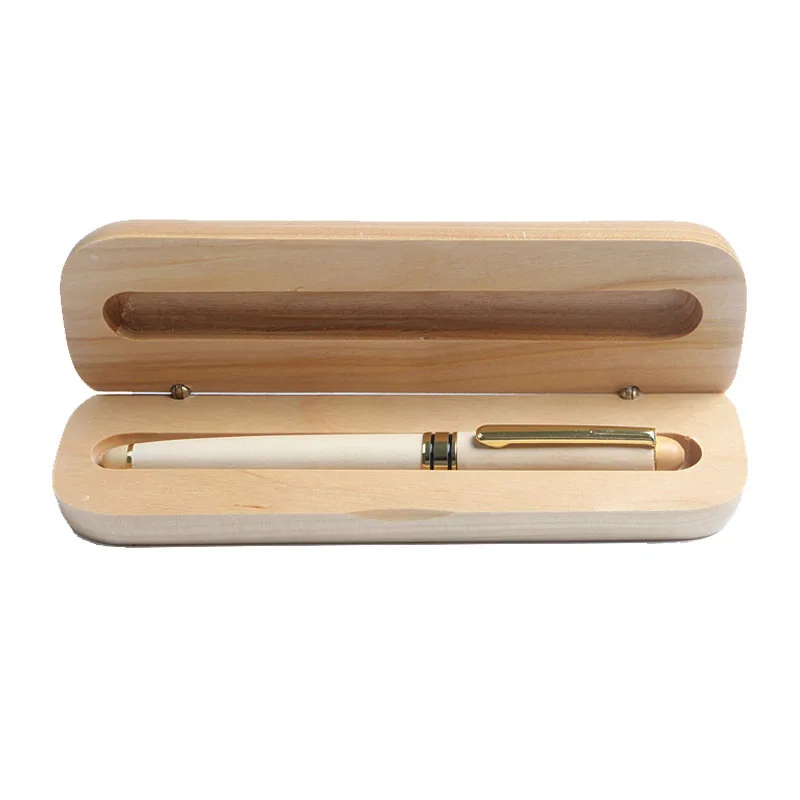 Roller Ball Pen box Wood Ballpoint Pen Roller Ball Pen Fountain Pen With Wood Pencil Case Pencil Box Blue ink Black Refill Custome Logo for GiftP758 - Цвет: Roller Ball Pen box