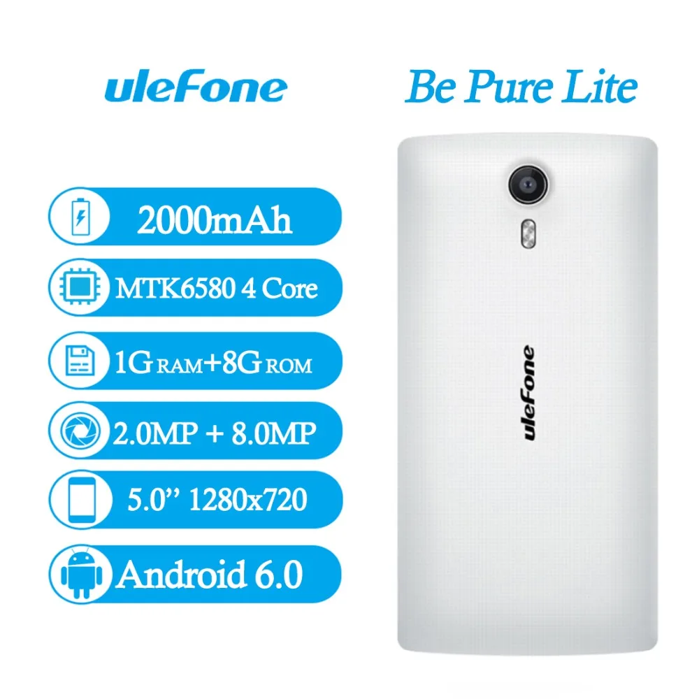 Оригинал Ulefone будет чистый Lite 5.0 дюймов мобильный телефон оперативной памяти 1 ГБ