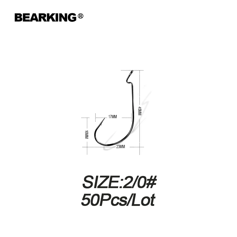 BEARKING 50 шт. в наборе рыболовные мягкие крючки для Червяков Высокоуглеродистая сталь широкий супер замок рыболовные крючки Мягкая приманка рыбацкие крючки Приманка снасти - Цвет: 20