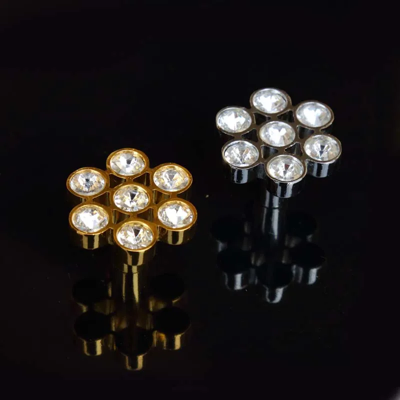 Ручки в форме цветка сливы ручки для ящиков шкафов со стразами стеклянный