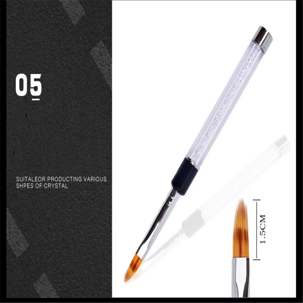 

Nail Art Brush Pen Rhinestone Diamond Metal Acrylic Handle Carving Powder Gel Liquid Salon Liner Nail Brushes With Cap 1 PC