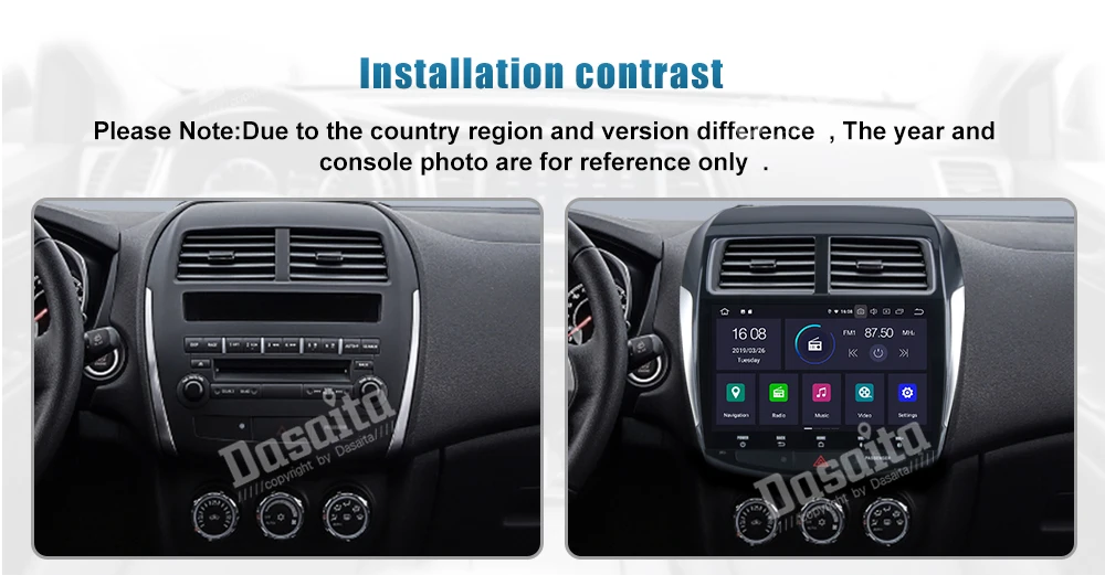 Dasaita Android 9,0 gps навигатор 1 Din автомагнитола для Mitsubishi ASX 2010 2011 2012 с 10," ips сенсорный экран 1080P видео
