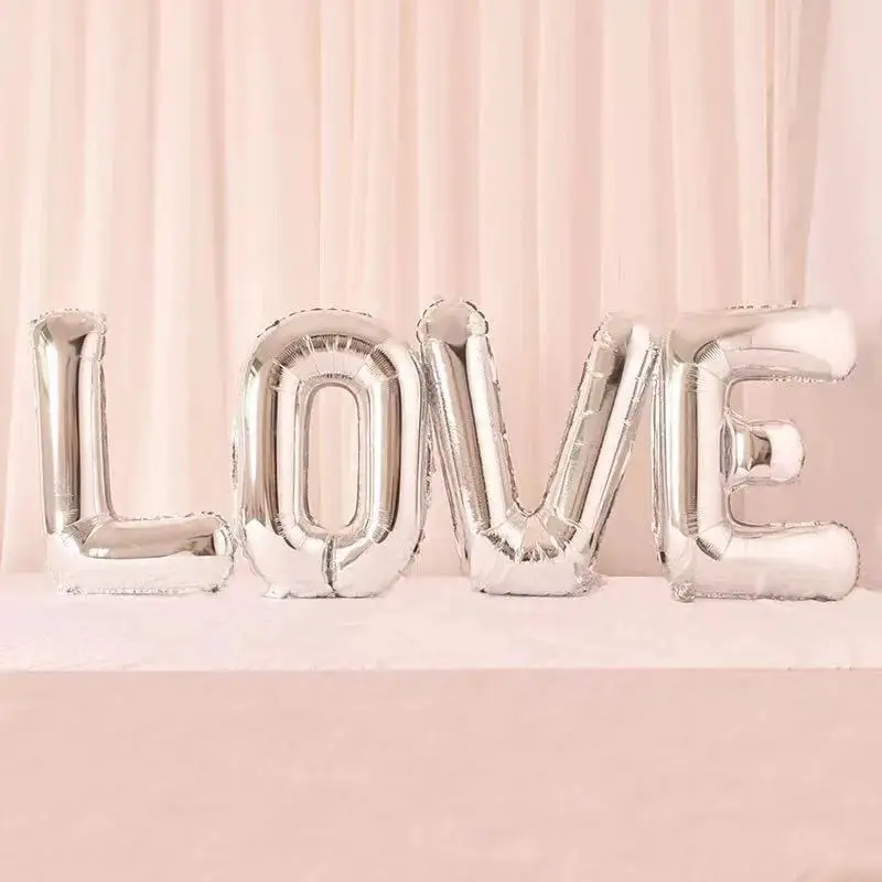 1pc Giant Gold Silver Love Balloons Marriage Wedding Party Cursive Engagement Decorations Bride Shower Birthday Gifts Supplies | Дом и сад