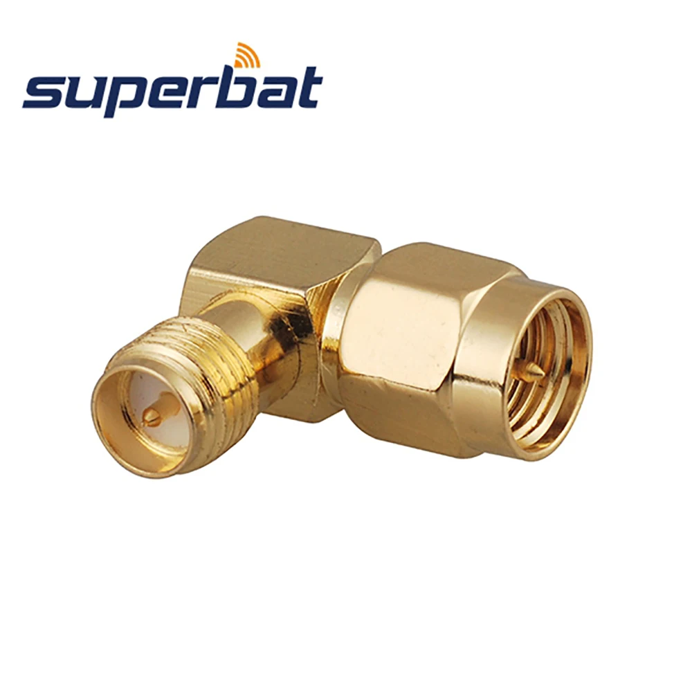 Superbat 5pcs SMA Right Angle Male to RP-SMA Female Adapter RF Coaxial Connector