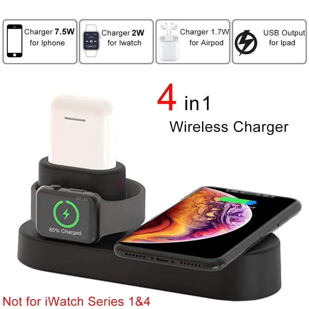 Ascromy 4в1 быстрая Беспроводная зарядная подставка для iWatch Apple Watch 3 2 Airpods iPhone X XS Max XR 8