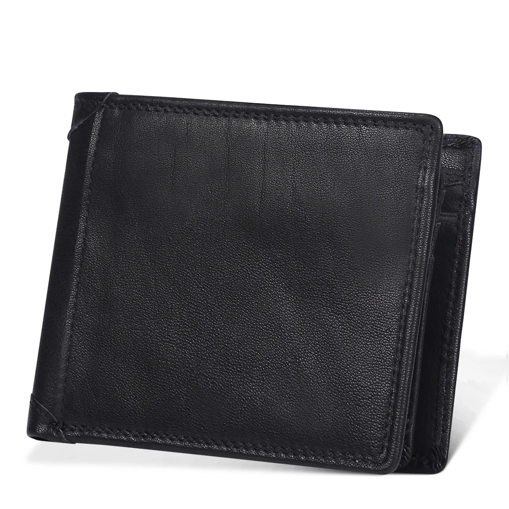 Мужской бумажник из натуральной кожи с блокировкой RFID короткий кошелек в три