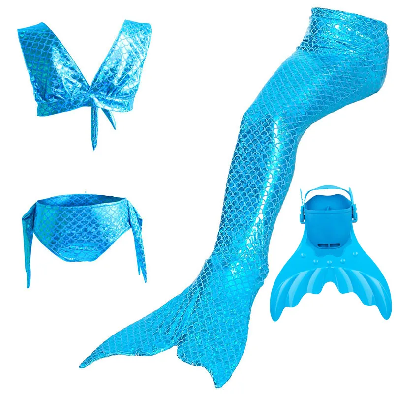 4 шт. детский купальник с хвостом Русалочки моноластами купальный костюм для