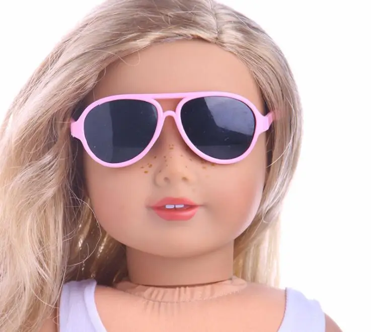 Pink Подходит 43 см Baby Doll модные круглые очки солнцезащитные очки подходит для 18 дюймов девушка очки для кукол - Цвет: Pink