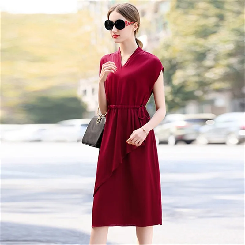 Женское шелковое платье высокого качества лето 2018 шелковые пуловеры с коротким