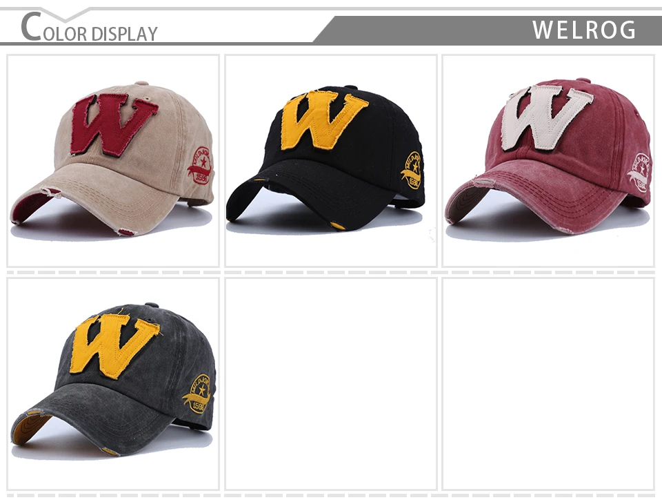 WELRIG 1 шт. в Корейском стиле Потертая джинсовая кепка Snapback s весна лето хлопок буквы W Новая Мужская и Женская бейсбольная кепка Sunblock шапки