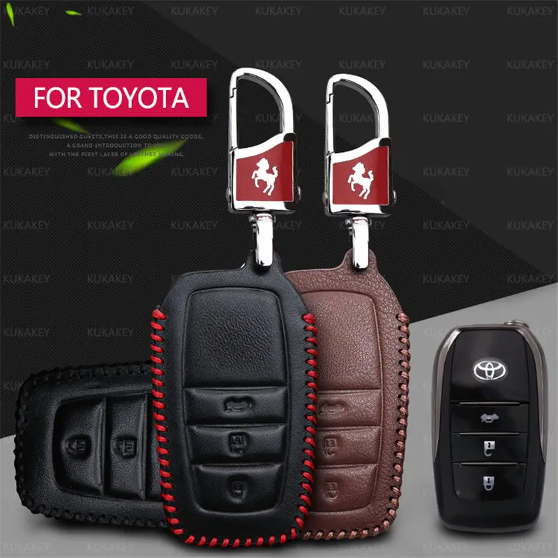 Чехол из натуральной кожи для автомобильного брелка Toyota Camry Auris Corolla Land Cruiser Prado 150