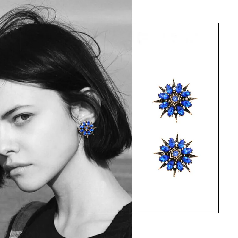 Серьги-гвоздики с блестящими кристаллами серьги-гвоздики цирконами серьга