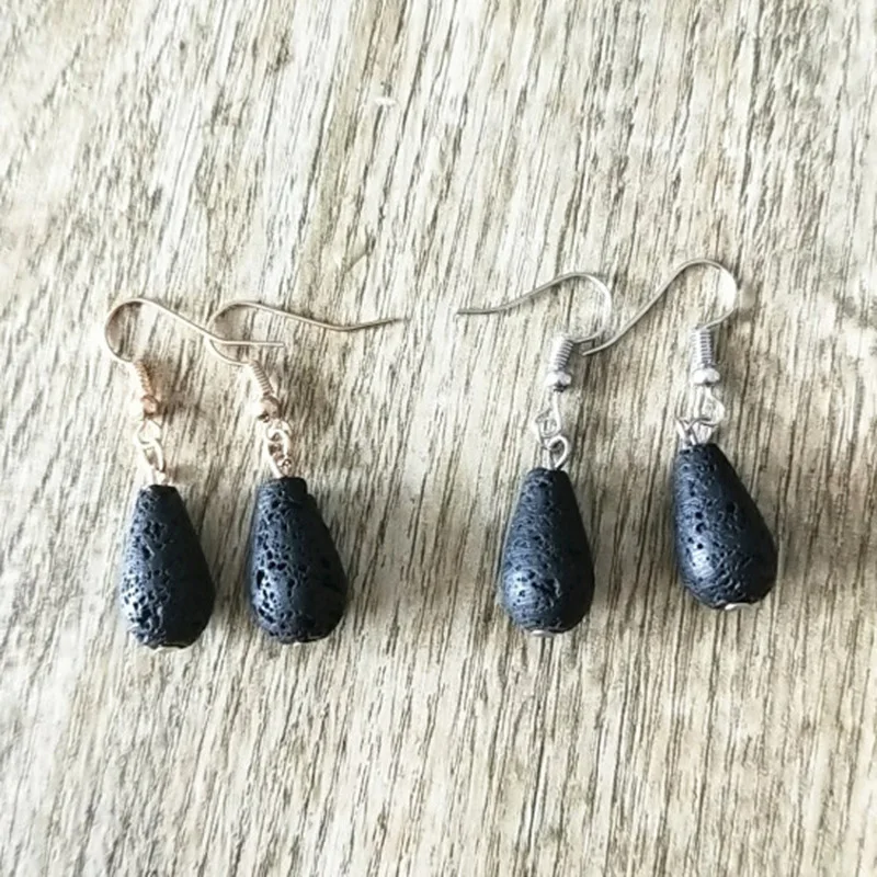 Drop Bottle Black бусина из лавового камня Серьги для ароматерапии DIY Essential Oil