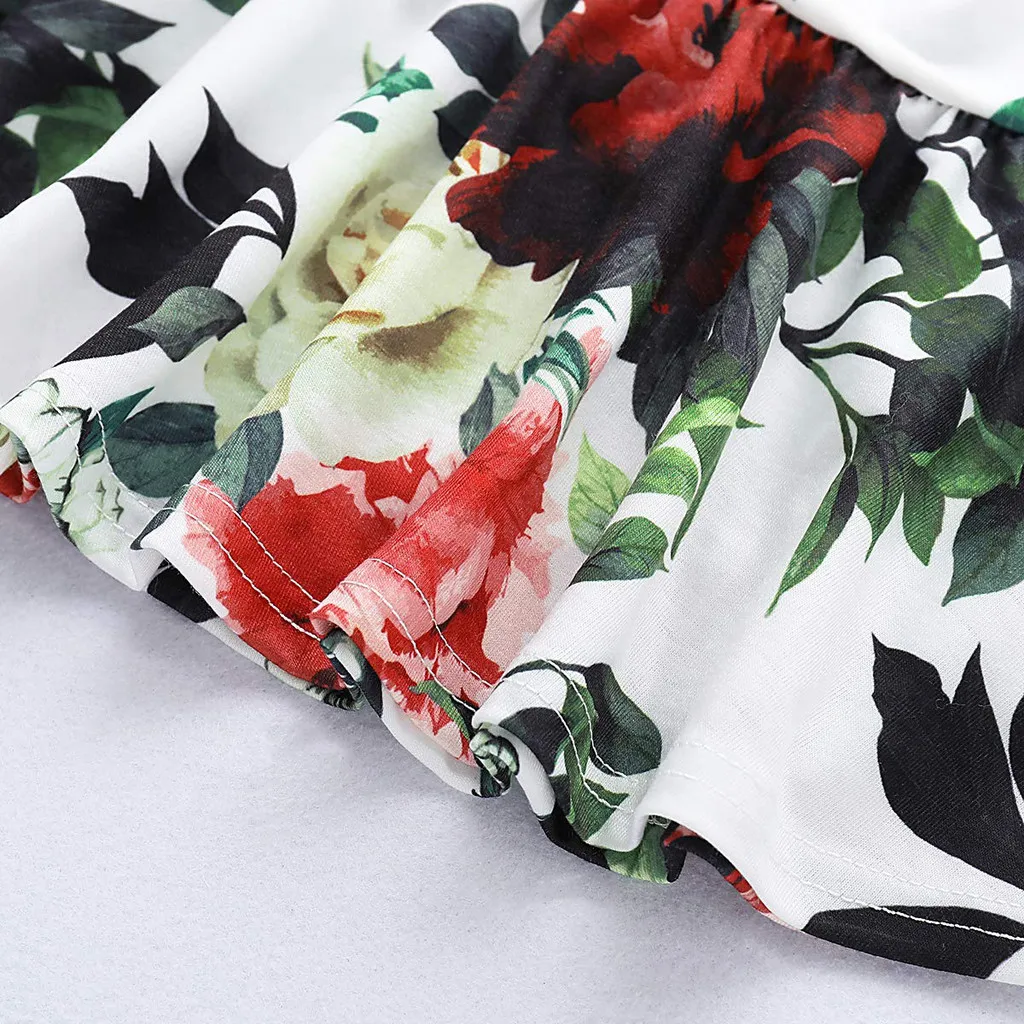 Новинка 2019 модное платье с цветочным принтом для маленьких девочек топ оборками +