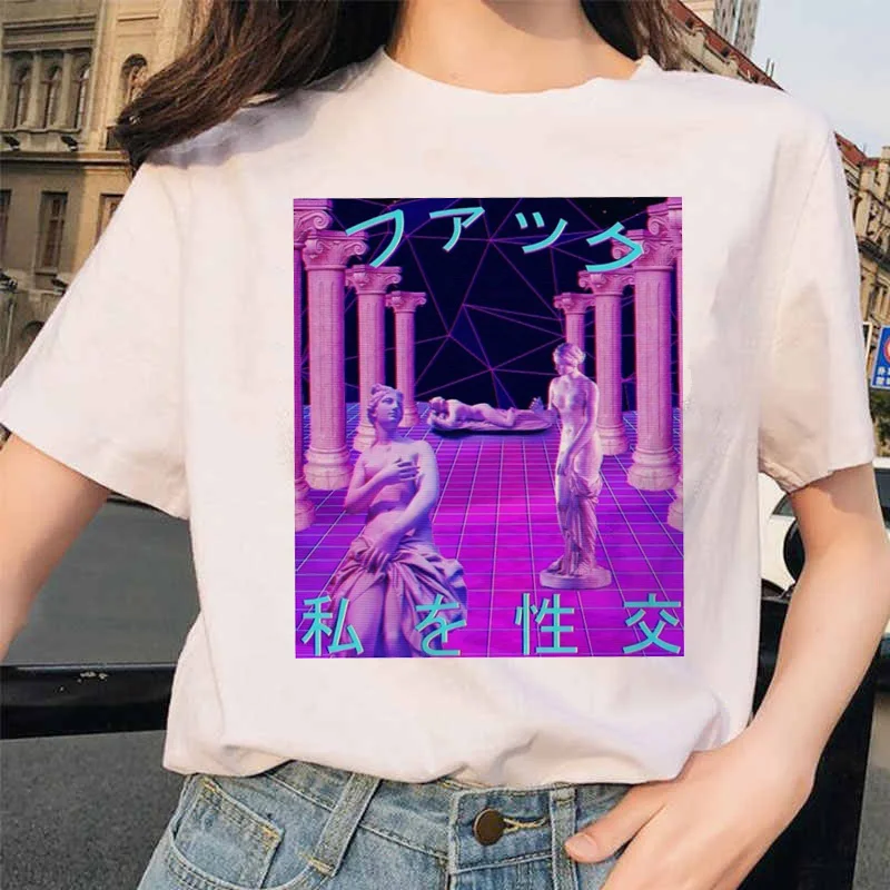 Vaporwave рубашки ulzzang Grunge Tumblr графическая Футболка harajuku Эстетическая Винтажная футболка корейский стиль 90s одежда футболка