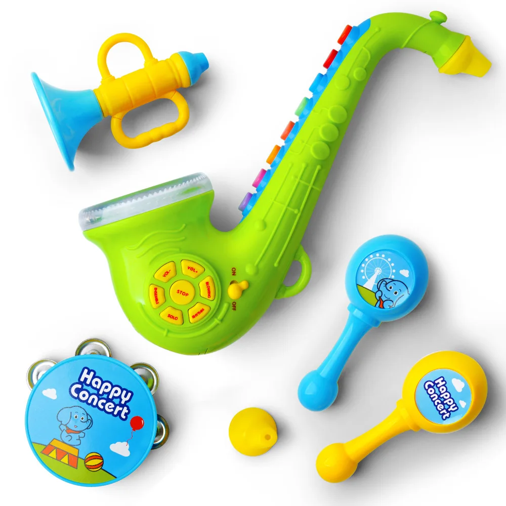 Saxophone Toy Детский саксофон музыкальная игрушка модель ребенка Раннее Обучение музыкальный инструмент игровые наборы зеленая труба для детей подарок - Цвет: Saxophone Toy