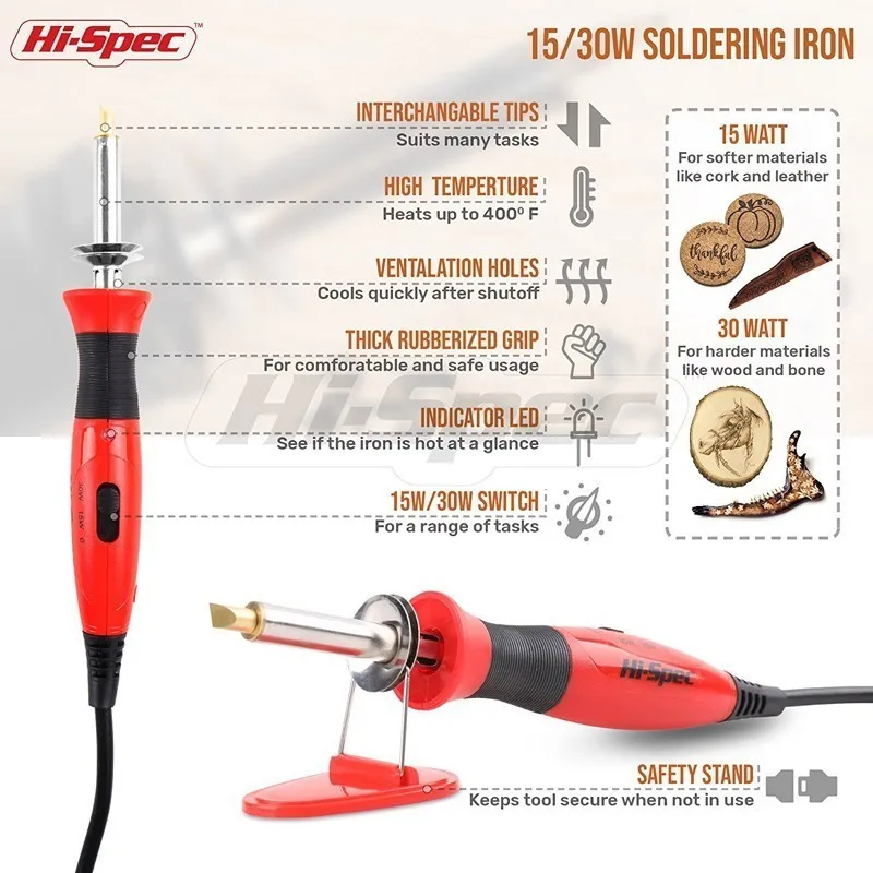 Hi-Spec 35 шт 0-15W-30W DIY Регулируемый температурный Электрический паяльник сварочный