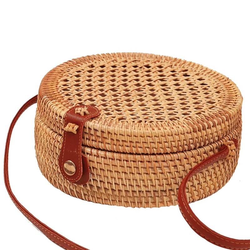 Соломенная Сумка богемная кожаная сумка на плечо женская летняя пляжная