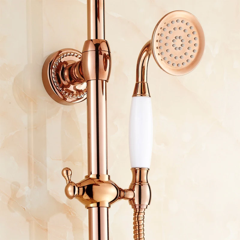 Pollock all-copper shower faucet bath suite Continental rose gold with lift | Дом и сад