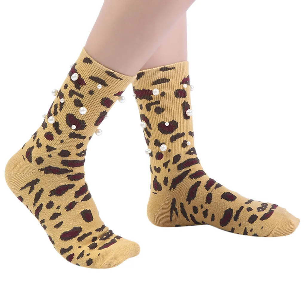 JAYCOSIN Hot High Quality 1 Pair Fashion Design Women Ladies Warm Leopard Socks Mid Tube Ins-Style Vintage Pearl New | Женская одежда