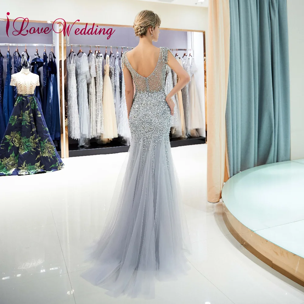 ILoveWedding Милая роскошный алмаз тяжелое вышитое бисером вечернее платье с