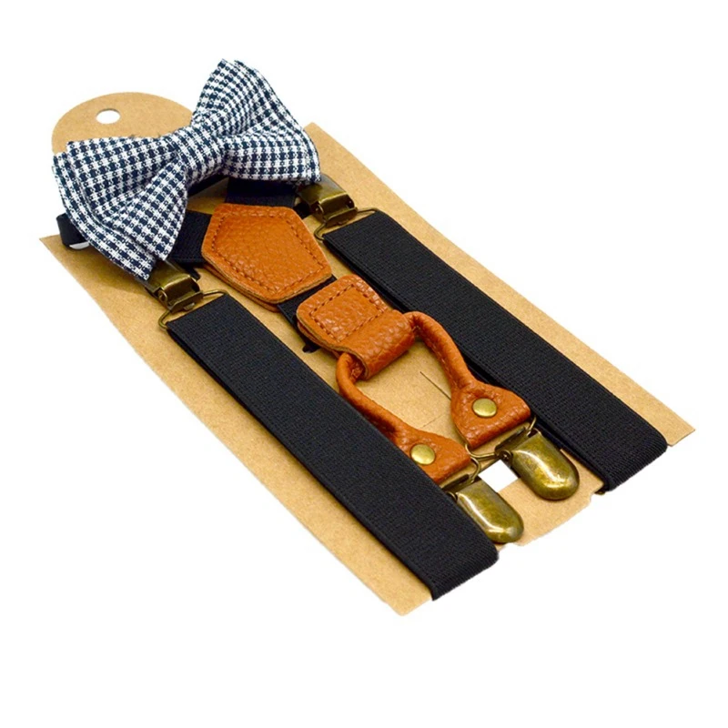 Suspenders Sets 05 Высокой эластичной бабочка узел Детские для маленьких мальчиков малышей свадьбы, соответствующие подтяжки роскошный галстук-бабочка комплекты - Цвет: Suspenders Sets 05