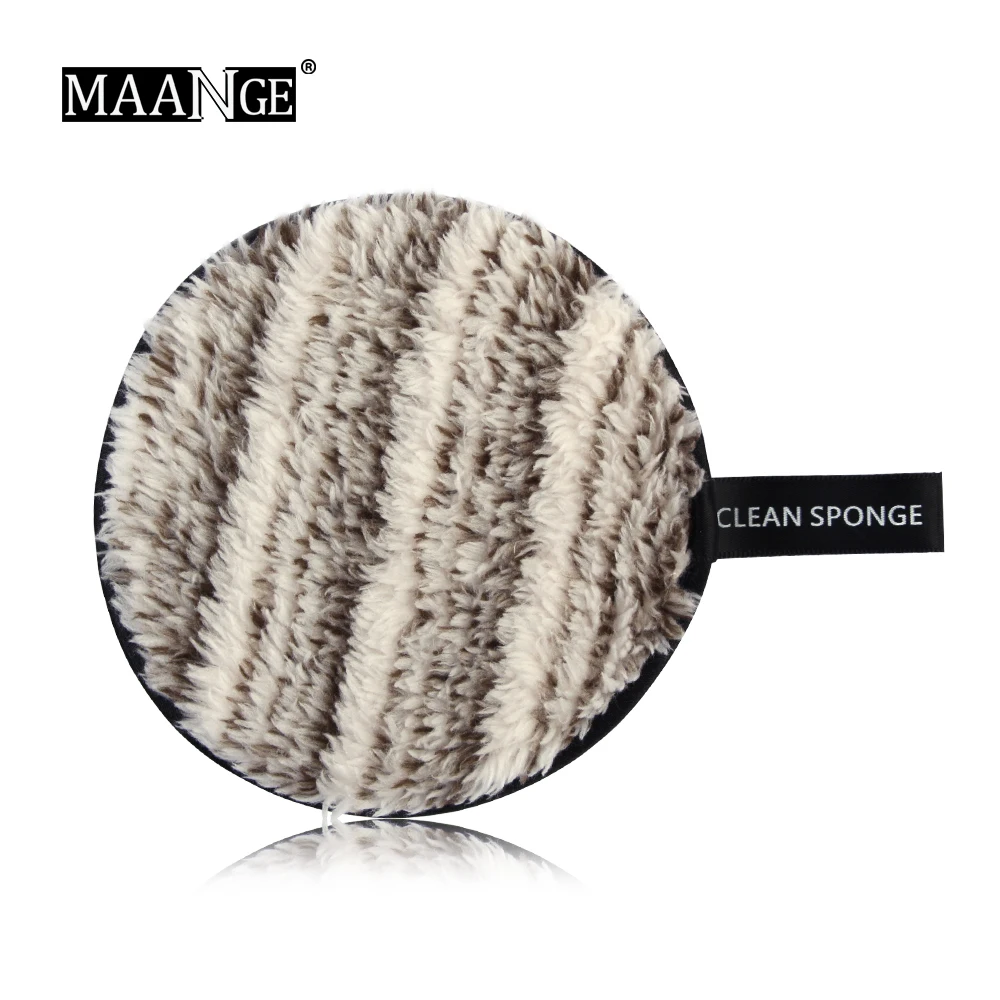 White brown MAANGE, 6 цветов, мягкая байковая губка, двухсторонний спонж для снятия макияжа, для женщин, леди, красота, макияж, для мытья лица, косметический инструмент - Цвет: White brown