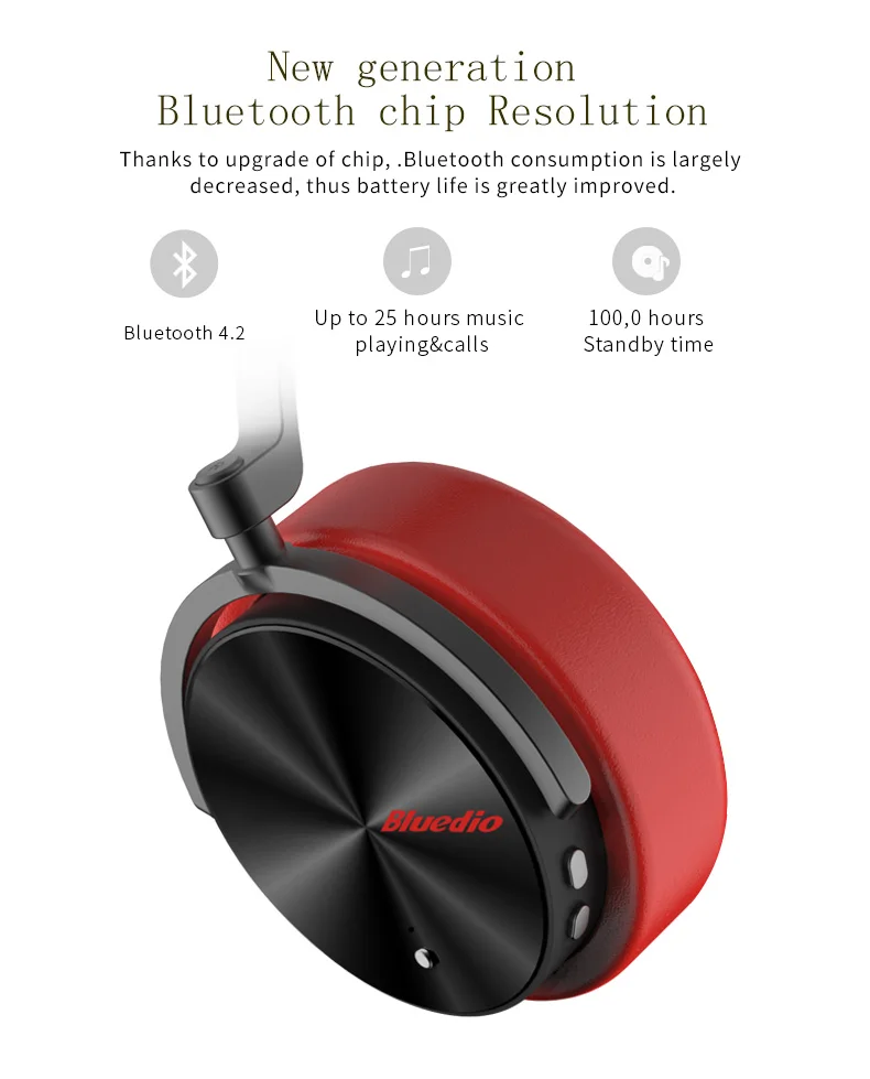 100% Оригинальные Bluedio T5 наушники беспроводная bluetooth-гарнитура портативные с