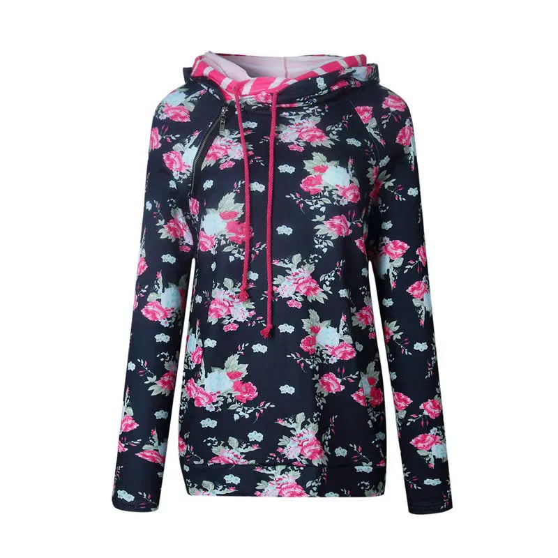 Женская толстовка с цветочным принтом толстовки капюшоном повседневные
