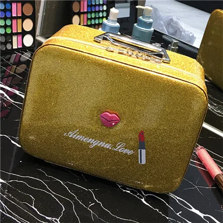 yellow 1 шт. косметичка с рисунком губ и губной помады с зеркалом для женщин, Большая вместительная косметичка, косметичка для мытья, органайзер, сумка, дропшиппинг - Цвет: yellow