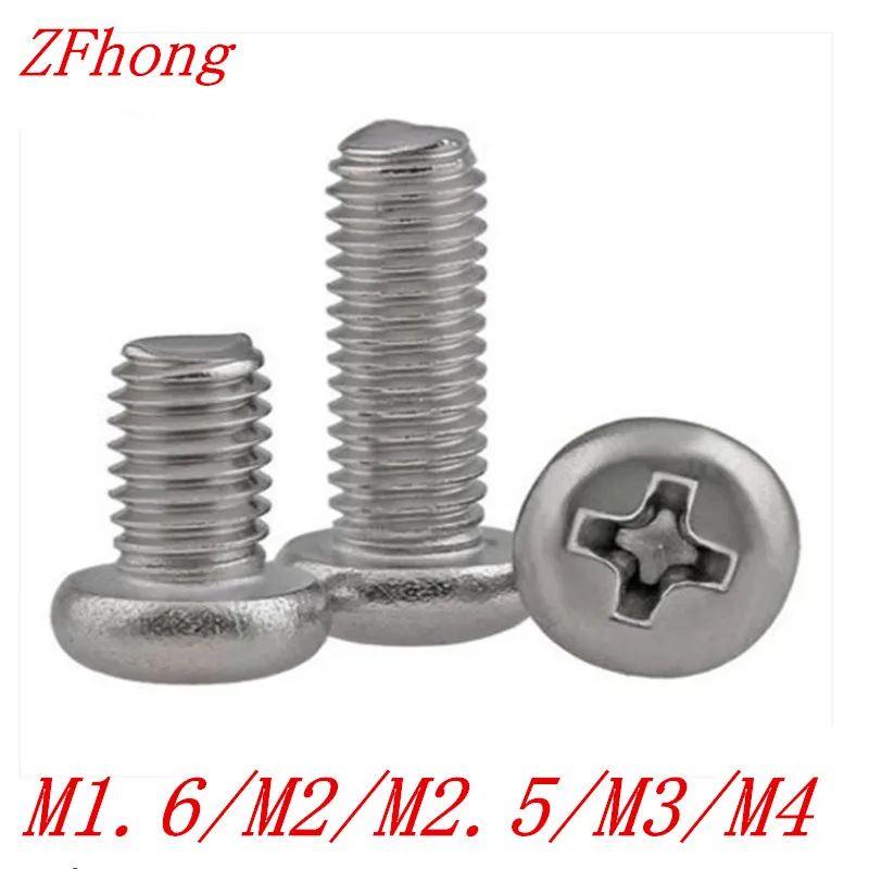 50 шт. M1.6/M2/M2.5/M3/M4 DIN7985 GB818 Нержавеющая сталь крестообразный шлиц головкой шурупы