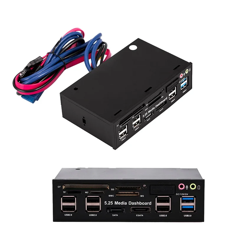 Мульти Функция 5 25 &quote SATA dual USB 3 0 шесть 2 пять в одном кард ридер спереди