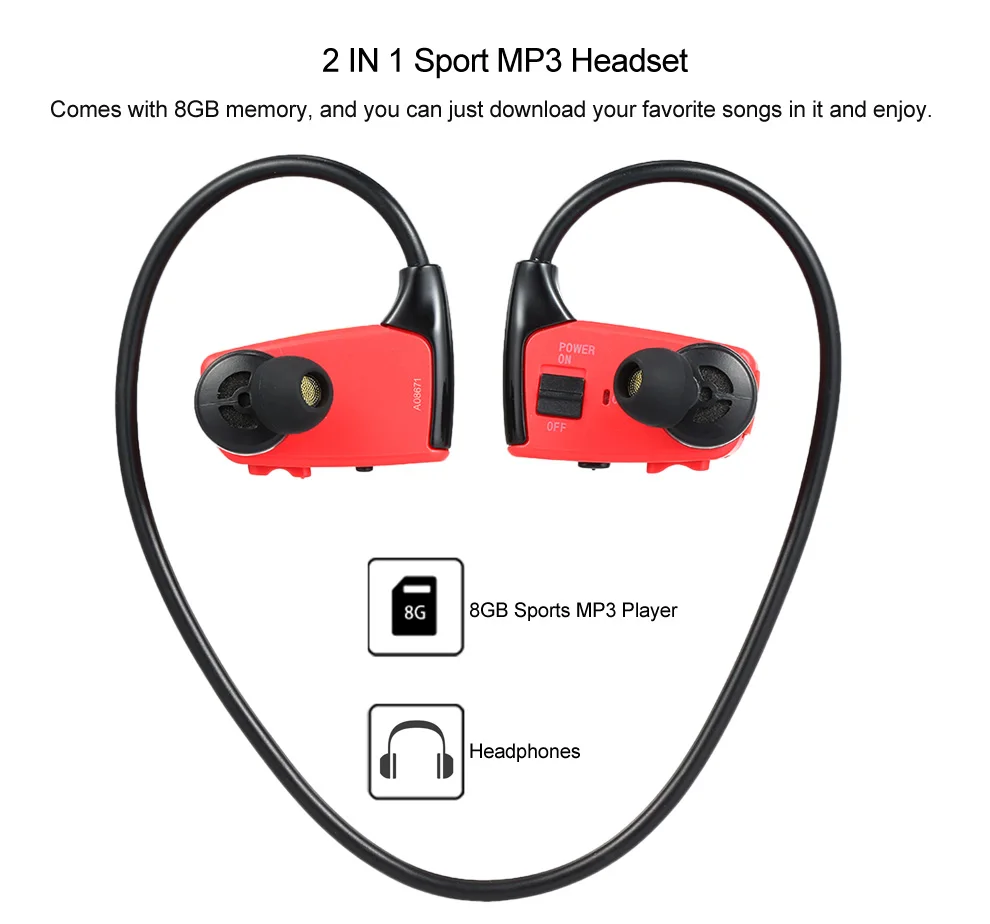 W262 8GB спортивный MP3-плеер MP3 и наушники 2в1 32g вес дизайн Высокое качество Музыка WMA