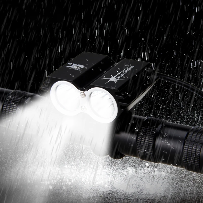 Светильник рь налобный и задсветильник велосипедный 12000 лм 5000 мАч|2x xm-l u2|xm-l u25000 lumen