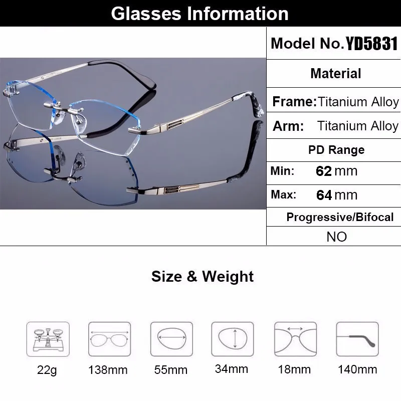Экстравагантная мужская оправа для очков из титанового сплава Женская без