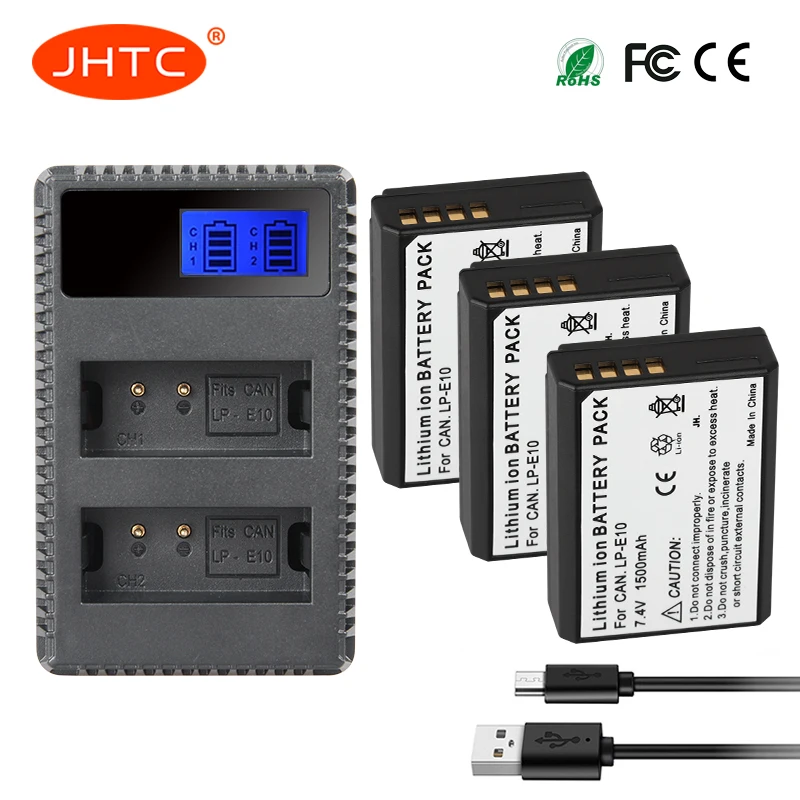 

Battery LP-E10 LP E10 LPE10 Battery Smart LED Dual Charger for Canon EOS Rebel T3 T5 T6 Kiss X50 X70 EOS 1100D 1200D 1300D