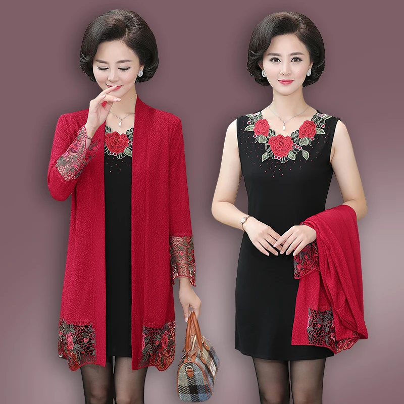 Кружевное платье-кардиган с вышивкой сезон весна-осень Новинка 2020 года