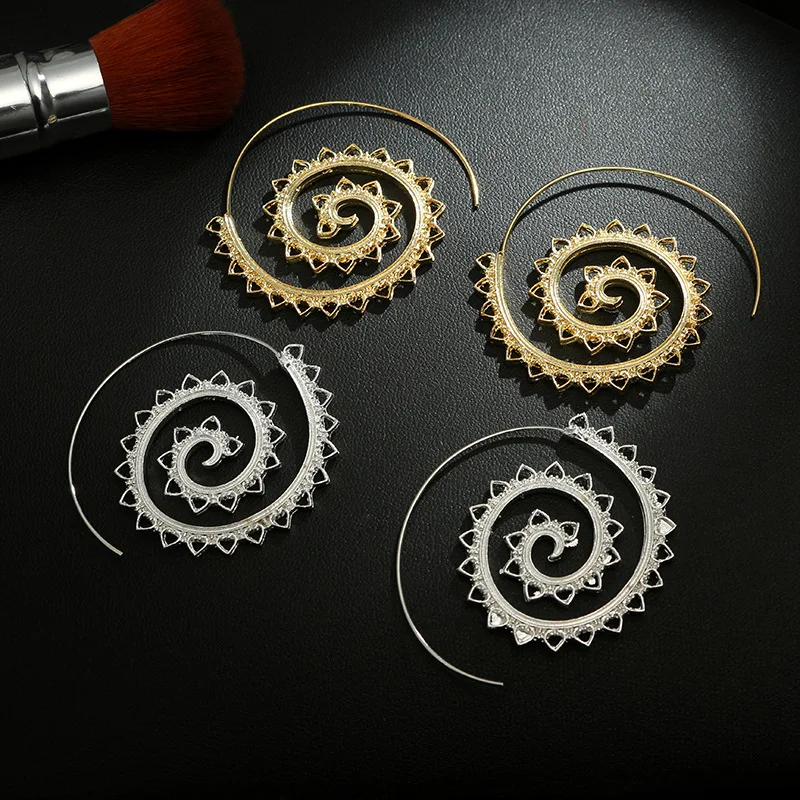2018 модные Мода серьги Личность Круглый Спиральные преувеличены джакузи Шестерни