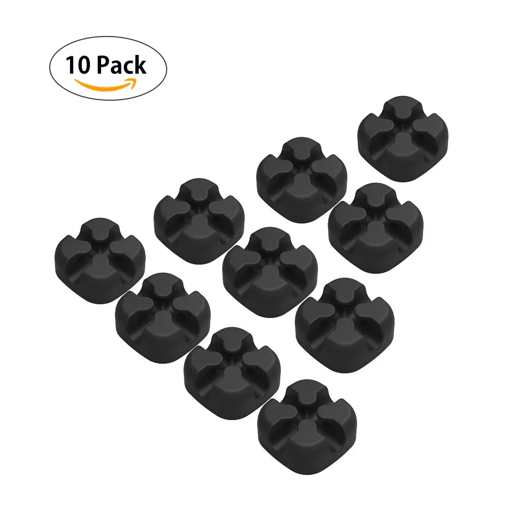Black NTONPOWER 10PCS Cable Management Organizer Soft Silicone Cable Winder Colorful Desktop Wire Organizer Cord Protector Holder Clip - Цвет: Black