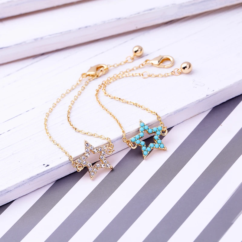 Новое поступление милый романтический браслет с кристаллами голубого/белого