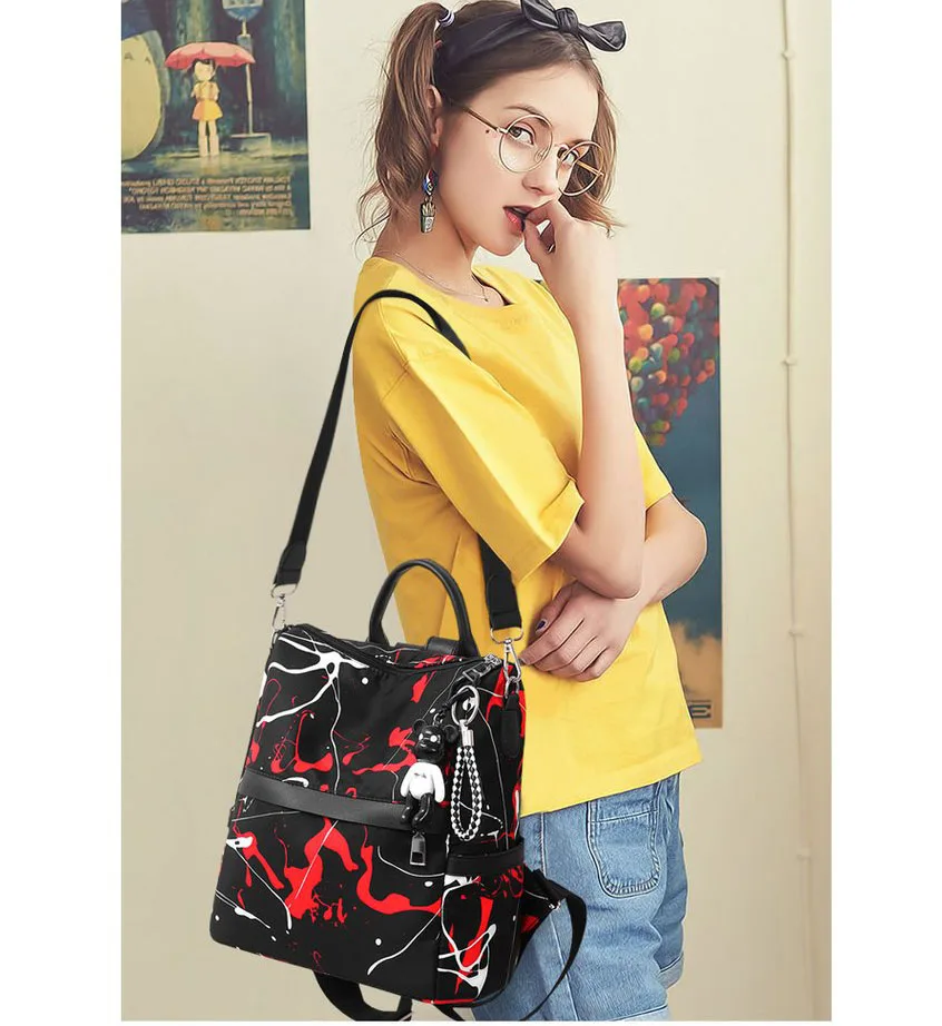

New Women's graffiti backpack schoolbag for girls teenagers Large school back pack female bag teen bagpack drawstring bags