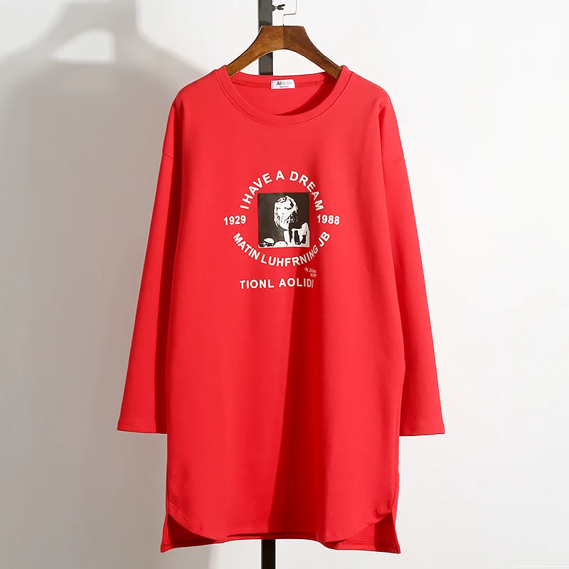 Женская футболка большого размера хлопковая Повседневная Базовая рубашка