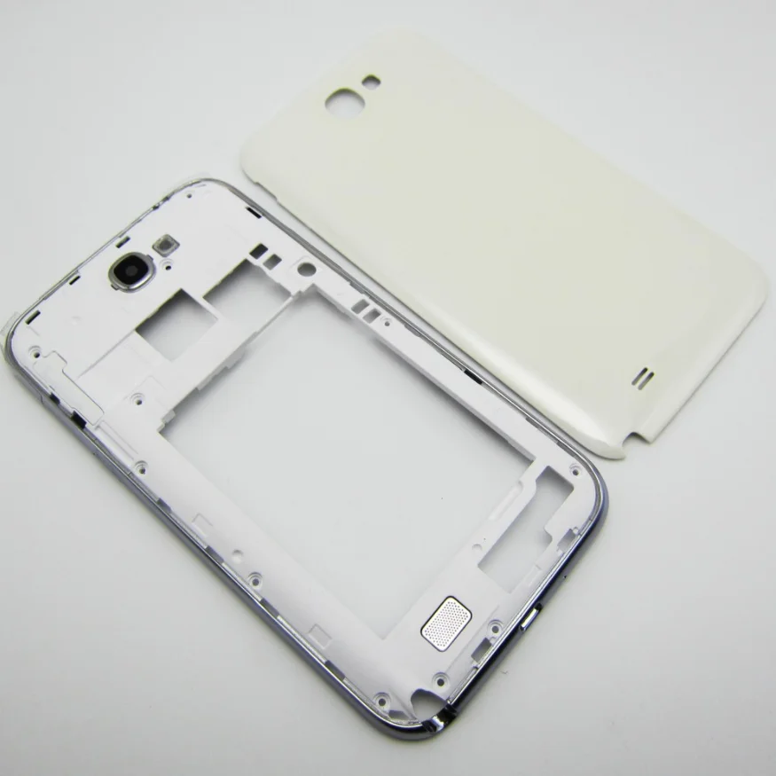 Для samsung Galaxy Note 2 II N7100 Запчасти для авто задняя крышка+ ободок для средней рамки Корпус запасных Запчасти для Note II 2
