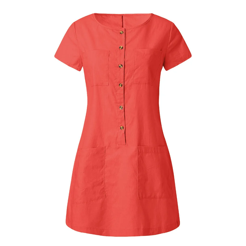KANCOOLD/женское стильное платье; Feminino Vestido; хлопковое платье; летнее Повседневное платье размера плюс с круглым вырезом; Модное Новое Женское платье; 2019jun12