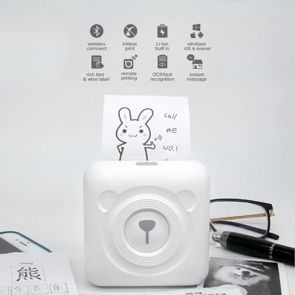 Мини Портативный Bluetooth беспроводной бумажный фотопринтер Карманный термопринтер печать этикеток USB подключение фотопринтер