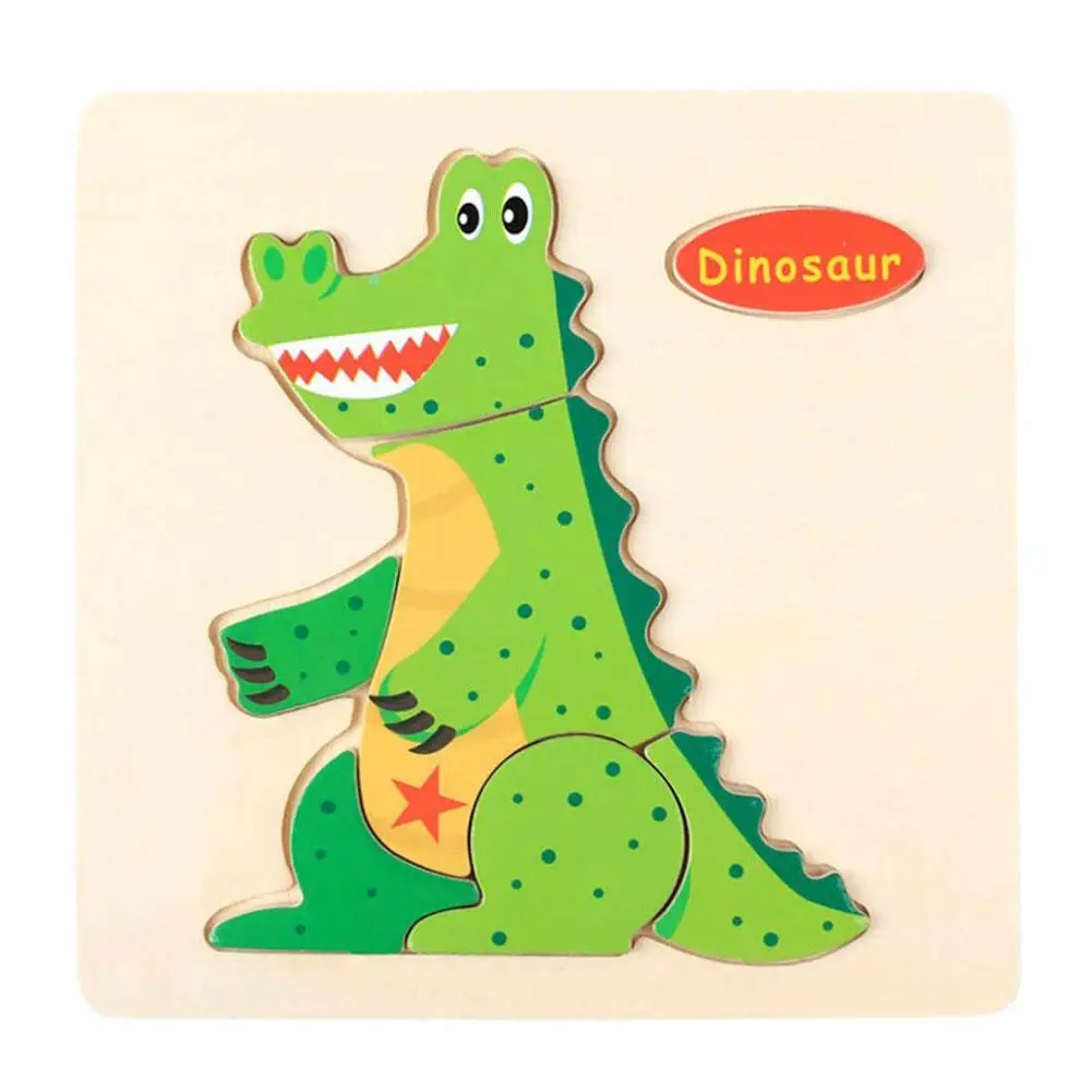 dinosaur 1 шт. детские игрушки Мультяшные 3D детские игрушки-головоломки животные деревянные головоломки детские развивающие игрушки для детей подарок - Цвет: dinosaur