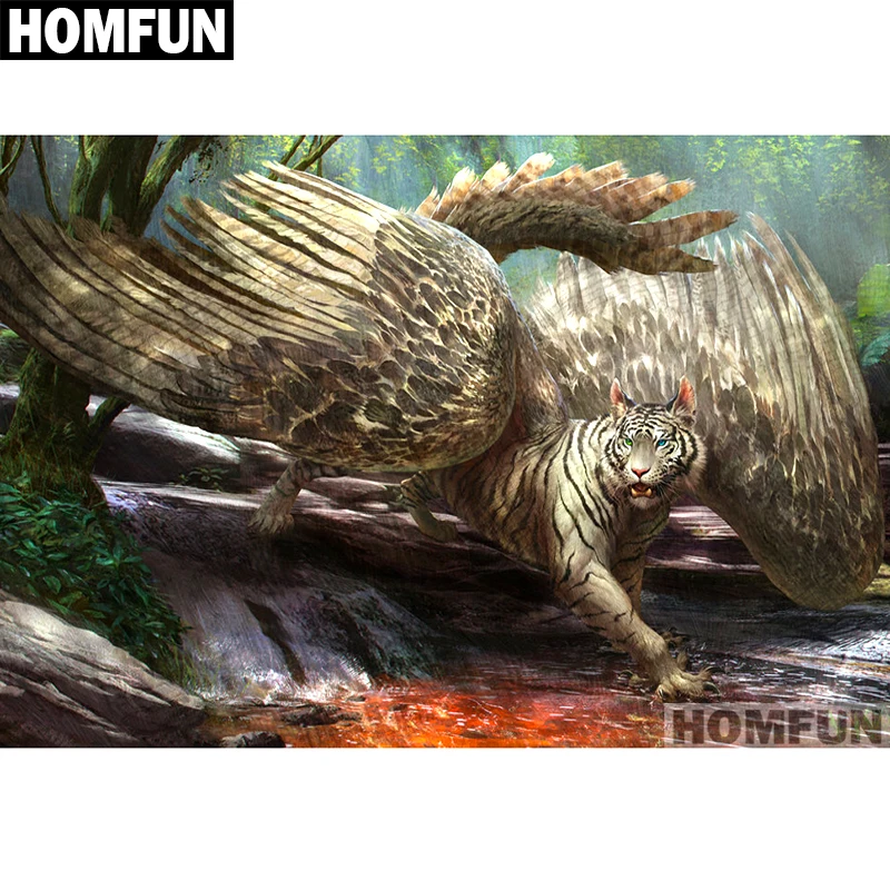 Алмазная 5D Вышивка HOMFUN Ангел Тигр картина сделай сам с полными