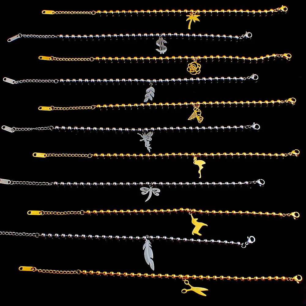 Женские браслеты из бусин браслет нержавеющей стали с цепочкой золотистого и